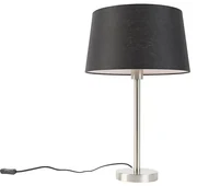 Moderná stolná lampa oceľ s čiernym tienidlom 35 cm - Simplo