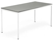 Rokovací stôl QBUS, 1600x800 mm, so 4 nohami, biely rám, svetlošedá