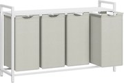 VASAGLE 4-kôšový prádlový kôš 4 × 40 L, 116 × 33 × 72 cm, krémovo biely a matne biely