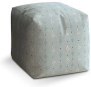 Taburet Cube modré a biele lístky, sivá