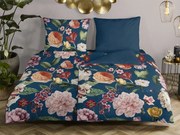 Descanso Obliečky Descanso Organic bavlnený satén FIORI Blue 140x200/70x90 cm