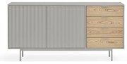 Nízka komoda v dekore duba v sivo-prírodnej farbe 159x80 cm Sierra – Teulat