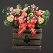 AMADEA Drevený kvetináč so stromčekom tmavý, vo vnútri s čiernou fóliou, 27x27x21 cm, český výrobok