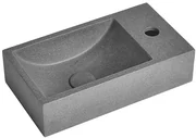 Sapho Sapho, CREST R betónové umývadlo vrátane výpusti, 40x22 cm, čierny granit, AR409