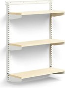 Nástenný regál RELY, základná sekcia, laminátové police, 1221x900x300 mm, biela/buk