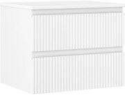 Mexen Rivel, kúpeľňová skrinka 60 cm s pracovnou doskou, 2 zásuvky, drážkovaná, biela matná, 91A20-06047-2-BFFC01