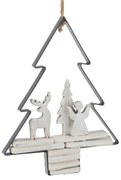 Závesná dekorácia anjel a jeleň v stromčeku Christmas Tree - 21*5*28 cm