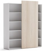 PLAN Skriňa vysoká otvorená BLOCK White, 1600 x 400 x 1748, dub prírodný