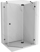 Mexen Lunar, päťuholníkový sprchový kút naklápací vpravo 90 x 80 cm, 8mm číre sklo, čierny profil, 831-090P-080L-70-00-P