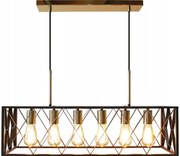 Luster na lanku FRAME 6xE27/60W/230V čierna/zlatá