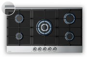 Klarstein Verosteel plynová varná doska, 5 horákov, Elektrické zapalovanie, Kompatibilná s zemným plynom a LPG, 10400W, 90cm
