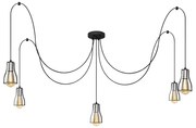 Luster na lanku TUBE LONG 5xE27/15W/230V čierna/chróm