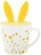 Altom Porcelánový hrnček Marigolds so silikónovým viečkom, 330 ml