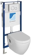 Sapho Sapho, závesné WC NERA s podomietkovou nádržkou a tlačidlom Schwab, biela, NS952-SET5