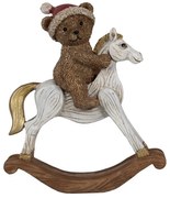 Dekorácia hojdací koník s medvedíkom v čiapke - 12*4*14 cm