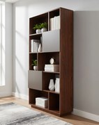 Knižnica Nevada, tmavý orech so sivými dvierkami, 80 cm (BS01)