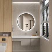 Erga Emma, okrúhle LED zrkadlo 80cm, čierny kovový rám, 1840 lm, 6500K, zadné osvetlenie, ERG-V01-201-8080-BK
