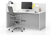 Kancelárska zostava single s paravánom SEGMENT, ľavá, biela/biela