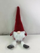 Vánoční skřítek ELFIE 53 cm s dlouhými nožkami červený/bílý