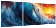 Obraz - Vlna v západu slnka (s hodinami) (90x30 cm)