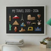 Toptabule.sk Čierna tabuľa na magnetky v drevenom bielom ráme COLOR 90x60 cm