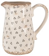 Béžový keramický džbán so srdiečkami Hearti M - 16*12*18 cm