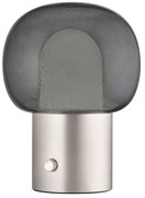 Hliníková LED stolová lampa v striebornej farbe so skleneným tienidlom (výška 32 cm) Iris – Blomus