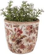 Béžový keramický obal na kvetináč s kvetmi Flovia S - Ø 11*11 cm