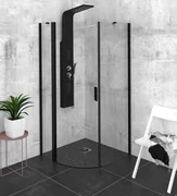 Polysan Polysan, ZOOM LINE BLACK štvrťkruhová sprchová zástena 900x900mm, číre sklo, ľavá, ZL2615BL