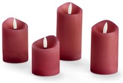 Sviečky z pravého vosku s LED, 4 ks, červené