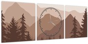 Obraz - Hnedé pohorie N⁰2 (s hodinami) (90x30 cm)