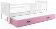 Posteľ s prístelkou KUBO 2 190x90 biela - ružová