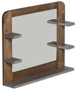 furniture-nabytek.cz - Masívne kúpeľňové zrkadlo Dingle z recyklovanej borovice, lakované, prírodné/sivé – 67×55 cm