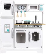 Veľká drevená kuchynka ECOTOYS s 5 kuchynskými doplnkami