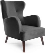 Tmavosivé zamatové kreslo ušiak Noemye – Bonami Selection