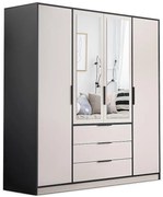 Skriňa Duarte D4 Kašmír / Čierna /Zrkadlo