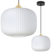 Závesné svietidlo Riffle 3, 1x biele sklenené tienidlo, b/g