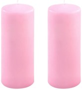 Sada stĺpových sviečok, 20 cm, Ø 7,5 cm, ružová, 2 ks