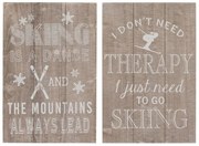 Dve drevené cedule Skiing - 40 * 60cm