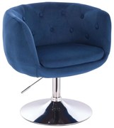 LuxuryForm DESIGN Kreslo MONTANA VELUR na striebornom tanieri - modré