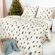 Goldea flanelové posteľné obliečky - stromčeky na režnom 140 x 200 a 70 x 90 cm
