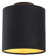 Stropné svietidlo s čiernym a zlatým zamatovým tienidlom 20 cm - Combi Black