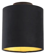 Stropné svietidlo s čiernym a zlatým zamatovým tienidlom 20 cm - Combi Black
