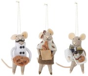 Bloomingville Vianočná ozdoba Myška Peo Nature Wool Myška s praclíkom