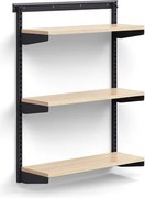 Nástenný regál RELY, základná sekcia, laminátové police, 1221x900x300 mm, antracit/dub