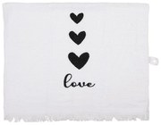 Biely kuchynský froté uterák so srdiečkami Love Birds - 40*66 cm
