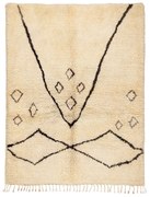 Ručne tkaný vlnený koberec BERBER BJ1124 Boujaad berber Boho, béžový / čierny