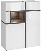 Vitrína Nízka Cross Biely/perla Elm