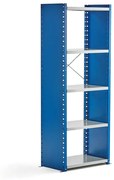 Policový kovový regál MIX, základná sekcia, 1740x600x400 mm, modrá, šedá