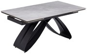 Stôl MATEO 160–240 cm sivý mramor/čierna